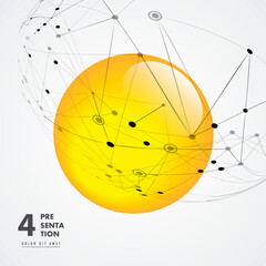Poster - Vector ball abstract line design. Sphere with connected lines and dots. Network structure. Digital big data concept