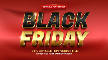 Wall Mural - Black Friday luxury gold 3d Editable text effect