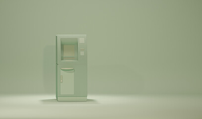 Wall Mural - ATM machine business technology with pastel blue and green  background. Minimal conceptual with copy space. Different concept idea. Withdrawal of money. 3d render 