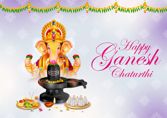 Lord Ganpati background for Ganesh Chaturthi festival of India with message meaning My Lord Ganesha