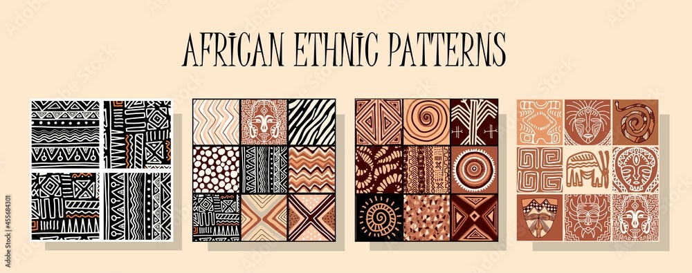 African ethnic pattern. A set of patterns in the same style ...