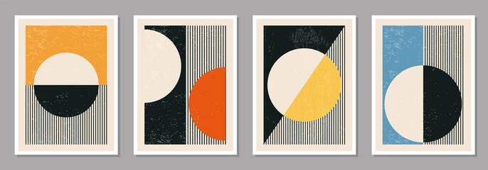 set of minimal 20s geometric design posters, vector template