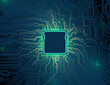 Printed circuit board, motherboard. Abstract technological background. Computer technology, processor, microchip. Artificial intelligence, big data. Futuristic vector design, cyber innovation concept