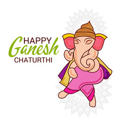 Canvas Print - Vector illustration for Traditional Indian Festival Celebrate Happy Ganesh Chaturthi. Abstract text Space Background.