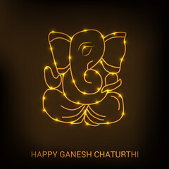 Wall Mural - Vector illustration for Traditional Indian Festival Celebrate Happy Ganesh Chaturthi. Abstract text Space Background.