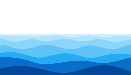  Blue sea waters waves illustration. Vector background on transparent layer