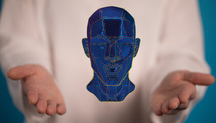 Sticker - Human head and brain with Artificial intelligence concept