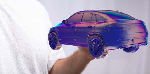 Poster - autonomous driving with a electric car.