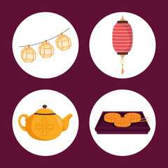 Sticker - icons of chuseok celebration