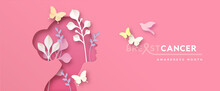 Breast Cancer Awareness Pink Paper Cut Girl Banner