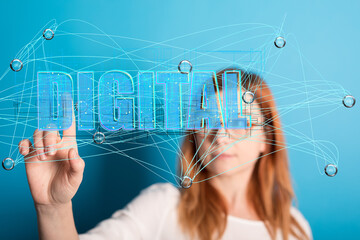 Aufkleber - Big data and artificial intelligence concept. Machine learning and cyber mind domination