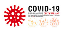 Banner Infographic With Original Covid -19 Strain, Alpha Variant Vs Highly Contagious Delta Variant Spreading To More People Concept.