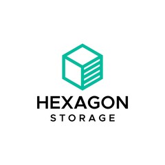 Wall Mural - Bold and geometric logo about storage in a hexagon.
EPS 10, Vector.