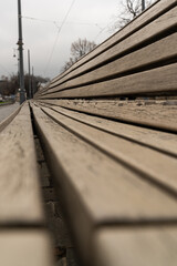 Wall Mural - wooden surface dark brown receding into the distance, perspective board