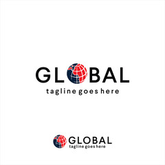 Wall Mural - Globe logo design for international business of global technology industries. Global Company Business Logo Symbol Stock Vector illustration. 