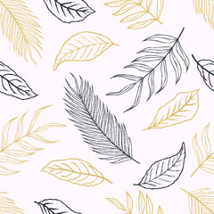  Seamless pattern of botanical floral tropical leaves vector illustration