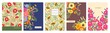 © Frogella.stock - Notebook covers with spring flowers, artistic floral cover page. Trendy planner or notebooks background with nature elements vector template set. Creative botanic notebook wrapper