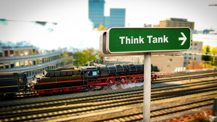 Wall Mural - Street Sign to Think Tank