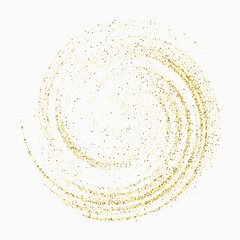Wall Mural - gold confetti glitters on a white background. swirl of sparkling particles spreading texture. decora