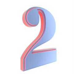 Poster - 3D volumetric red-blue number 