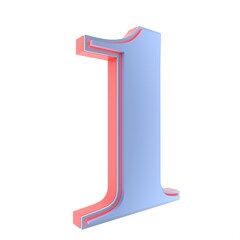 Poster - 3D volumetric red-blue number 