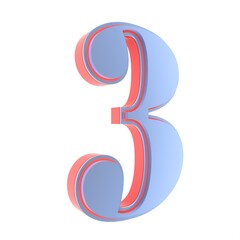 Poster - 3D volumetric red-blue number 
