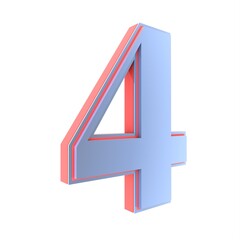 Poster - 3D volumetric red-blue number 