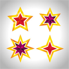 Sticker - Shiny Gold Star. Christmas Illustration for design on white background