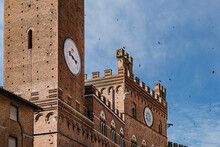 Public Palace Detail, Famous Landmark In Siena