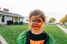 Child With Face Painted. 