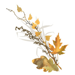 Canvas Print - Autumn bouquet with dry grass