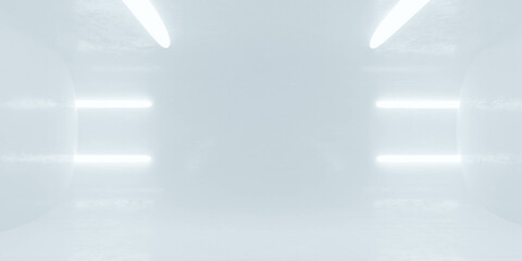 Poster - Abstract empty white interior futuristic studio room 3d render illustration