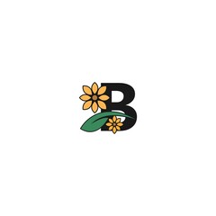 a letter with flowers icon logo design vector