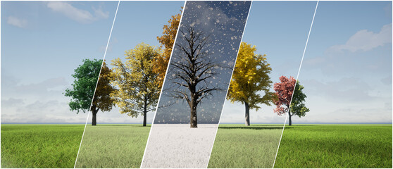 global warming concept with plants and climate change.