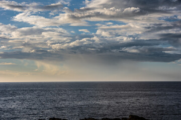 Wall Mural - Evolution of the storm on the Cantabrian coast until the spectacular multicolored sunset!