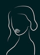 © Maria S - A simple silhouette of a woman with full lips. White line on green. Portrait line art minimalistic style.