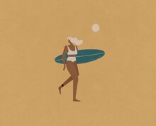 Surfer Girl Walking