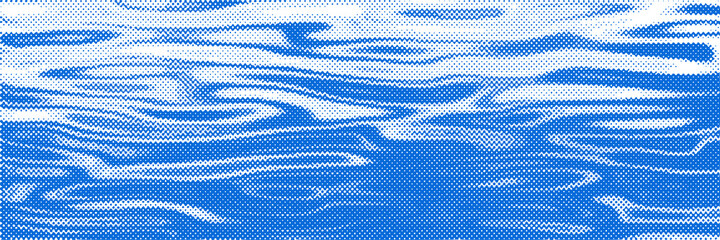 vector drawing of waves on the sea. vector halftone dots background, fading dot effect.