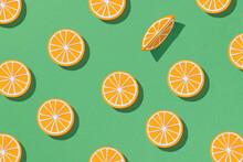 The Paper Is Sliced With Cut Mandarin Citrus, An Excellent Design For Any Purpose