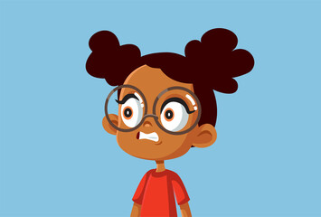 Horrified Little Girl Vector Cartoon Illustration