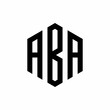 Initial three letter ABA logo hexagon