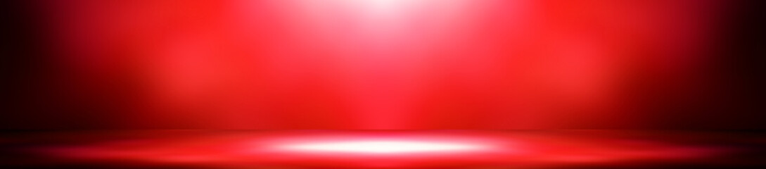 Wall Mural - perspective stage floor backdrop red room studio with light red gradient spotlight backdrop background.