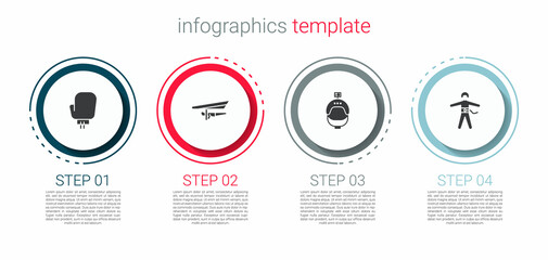 Poster - Set Boxing glove, Hang glider, Helmet and action camera and Bungee jumping. Business infographic template. Vector