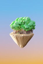 Paradise Rock Floating Island With Green Forest