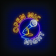 Open Mic Night Neon Signs Style Text Vector