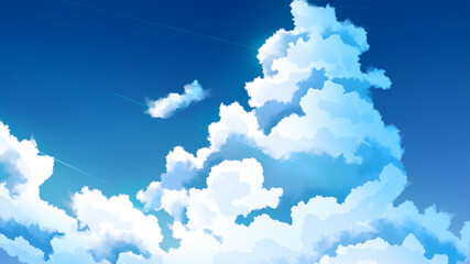 Wall Mural - anime cloud day sky background handdrawn