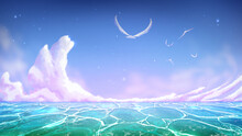 Anime Cloud On The Sea Night Sky Background Handrawn