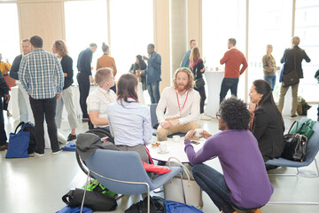 Wall Mural - People talking during conference break