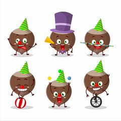 Sticker - Cartoon character of hazelnut with various circus shows