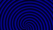Abstract, Spinning Hypnotic Dark Blue Spiral, Seamless Loop. Animation Of Rotating Spiral On Black Background.